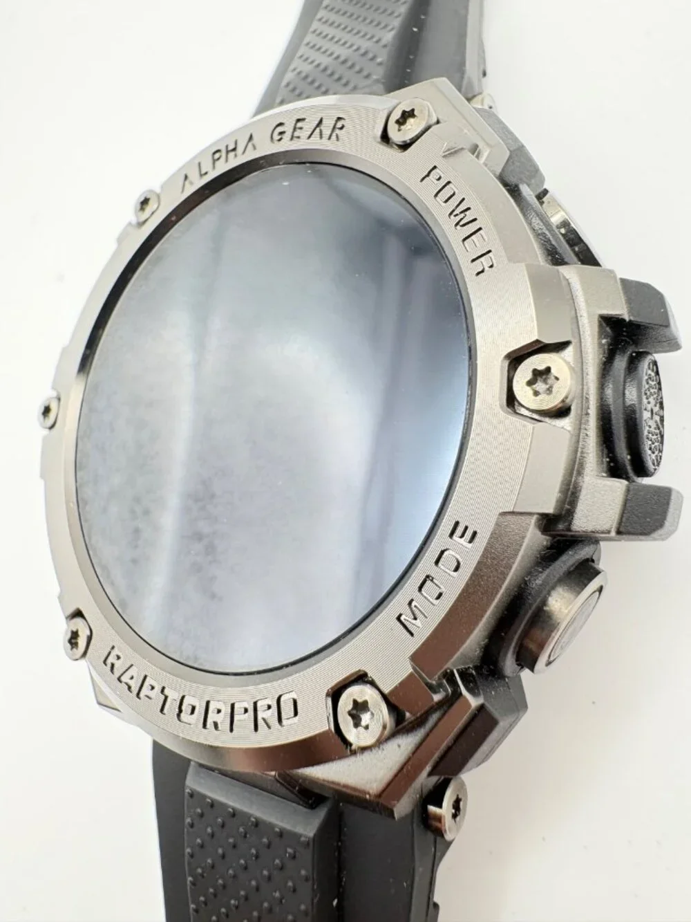 Alpha Gear Raptor Pro Smartwatch Fitness Tracker Black Silicon Metal Bezel Parts